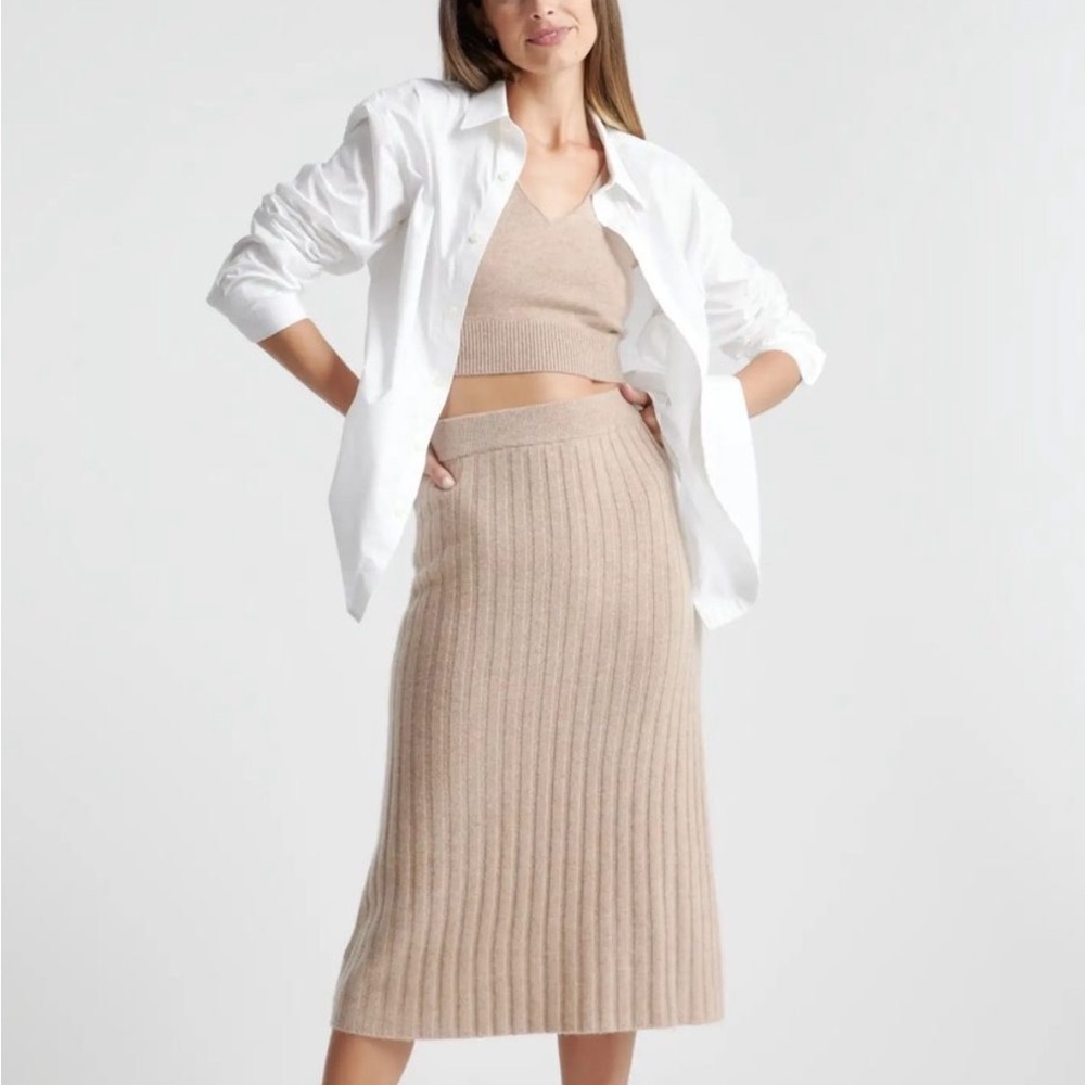 Quince Mongolian Cashmere Skirt Oatmeal